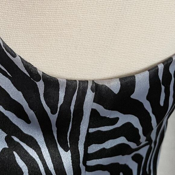 Vintage 90s Dress Size 10 Black Silver Zebra Animal Print Going Out Party Y2K - Picture 8 of 13
